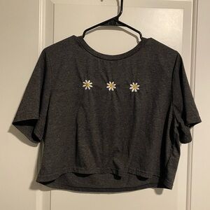 floral grey crop top
